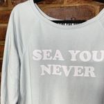 PINK Victoria's Secret Blue Sea You Never Open Keyhole Back Sweatshirt Small Photo 3