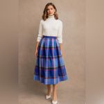 Diane Von Furstenberg Vintage  Plaid Wool Skirt Pink Purple Academia 14 Photo 13