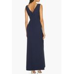 Eliza J NWT  Ruffle Front Sleeveless Floor Length Gown in Navy Blue Photo 12