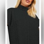NEW Turtleneck Oversized Sweater Dress Sleeveless Mid Thick Ribbed Tunic S Black Photo 4