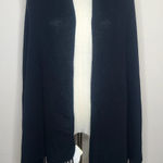 Ann Taylor  Black Rectangle Knit Scarf Fringe 100% Cashmere OS Luxe Soft Cozy Photo 0