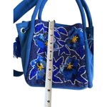 AMERICA & BEYOND Blue Beaded Floral Satchel Crossbody Bag Photo 6