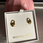 Michael Kors Gold Heart Stud Earrings Minimalist Designer Jewelry NWT Photo 0