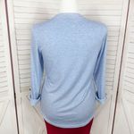 Heathered V Neck Roll Tab Long Sleeve Henley T Shirt Blue Large Photo 4