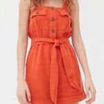 Urban Outfitters  Size Medium Orange Linen Blend Sleeveless Belted Romper Photo 0
