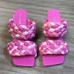 Marc Fisher  Womens Toree Heeled Mule Sandal Size 8.5 M Pink Woven Slip On Preppy Photo 0