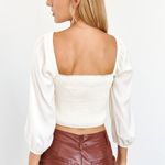 TCEC  Fab'rik Kynlee‎ Cropped Puff Sleeve Blouse Women's Large Cream Smocked NWT Photo 1