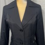 DKNY  Black fitted trench coat with interior red Trim. Pockets. Size Medium. Photo 2