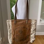 Myra Bag Handmade Leather Handle Tote Bag French Style Market Bag Brown Photo 2