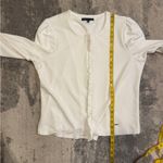 Source Unknown Adrienne Vittaoini  White Ruffle Trim Women's Top Photo 5