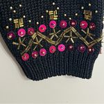 Vintage 80s Marnie West Sequin Beaded Black Sweater Size M‎ Holiday Party Gold Size M Photo 5