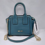 Nine West  Women Mini Satchel Crossbody Handbag Teal Green Gold Chain Strap Purse Photo 0