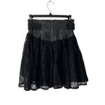 Chia Vintage Lace and Distressed Black Leather High waisted skirt size 6 Photo 5