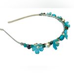 Fairy Headband with Lucite Flowers, Turquoise, Hematite and Glass Pearls Blue Photo 4