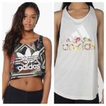 2 Adidas tops 1 Originals + Farm Rio xilofloresta jungle crop tank + 1 t shirt Black Size M Photo 0