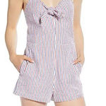 Vineyard Vines Seersucker Romper 00 Preppy Tie Front Cotton Fourth of July White Photo 0