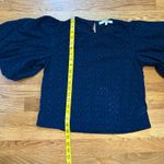 joe's jeans Joe’s Women Small Navy Blue Cotton Eyelet Flare Puff Sleeve Round Neck Blouse Photo 5
