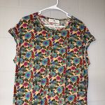 Natural Life  Floral Printed 100% Cotton Tee Midi Dress Women’s Size Large Boho Photo 1