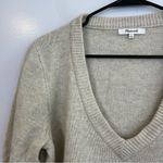 Madewell Wool Blend Oatmeal/Tan Balloon Sleeve V-neck Sweater Dress Size Large Photo 3