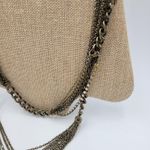 Vtg Layered Chain Necklace 28" Gold Tone Beaded Rhinestone Accent Rustic Rocker Photo 11