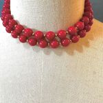 Monet red and gold tone vintage beaded necklace Photo 2
