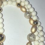 Alabaster Brand Triple Strand Off White Beaded Boho Classic Retro Necklace Photo 3