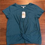 Hippie Rose Nwt Teal Tie Front Short Sleeve T-Shirt Photo 0