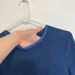 KASPER Blue Black Horizontal Striped Short Sleeve Office Preppy Knit Sweater Top Size 8 Photo 4
