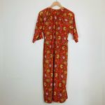 dRA Anthropologie orange and floral block print caftan midi dress. Size Small Photo 3