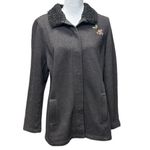J.Jill Womens Chocolate Brown Sherpa Collar Jacket Embroidered Flower Sz L Snaps Size L Photo 1