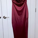 Windsor NWT  Lola Slit Satin Dress - Burgundy Photo 1