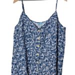 Joules Linen Button Down Thin Strap Tank Top Shells Print Blue White Size 14 NWT Photo 0