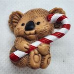 Hallmark Vintage Christmas Koala & Candy Cane Brooch Photo 0