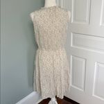 GAP Sleeveless Splitneck Mini Dress Khaki Beige Floral SIZE Medium Tiered Tan Photo 4