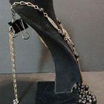 Silver tone long square pendent chain necklace Photo 5