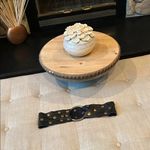 John Stavros Chunky Black Leather Gold Studded Belt Photo 1