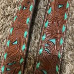 Nocona Belt Co. woman XL tooled 100% genuine leather 1 1/2 “ triple snap Brown Photo 7