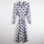 Untuckit for Her Peyton Midi Shirt Dress Stretch Cotton Swan Print Size 6 White Photo 4