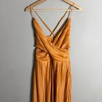 En Saison Ilianna Maxi Dress Womens Small Orange Pleated Formal Wedding Cocktail Photo 7
