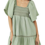 Free People Green smocked puff sleeve dress Photo 0