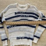 Madewell  Women's Beige Blue Striped Cable Bobble Pullover Sweater‎ XS Photo 2