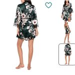 Linea Donatella Floral Satin Kimono Robe - Green Photo 2