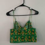 Aerie  Green Yellow Pattern Crop Tie Cami Women's Size XL Photo 4