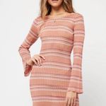 l*space L* Waloma Shimmer Chevron Cover-Up Tunic Mini Dress Rust Orange Boho Large Photo 10