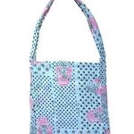 Free People  White Pink Floral Cotton Beach Tote Bag Photo 0