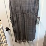 H&M  Black White Geometric Sleeveless Tie Detail Knee Length Dress‎ Elastic Waist Photo 2