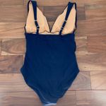 J.Crew  Navy Ruched V Neck One Piece Swimsuit Size L Photo 4