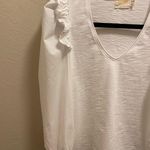 Nation Ltd White Remi Prim Combo V-Neck Ruffle Shoulder Tee Size XS Photo 7