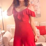 Iz Byer Red Cold Shoulder Jumpsuit Photo 0