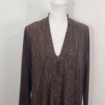 LOGO By Lori Goldstein Brown Zip-Front Cardigan Size Small Brown Cardigan Photo 1